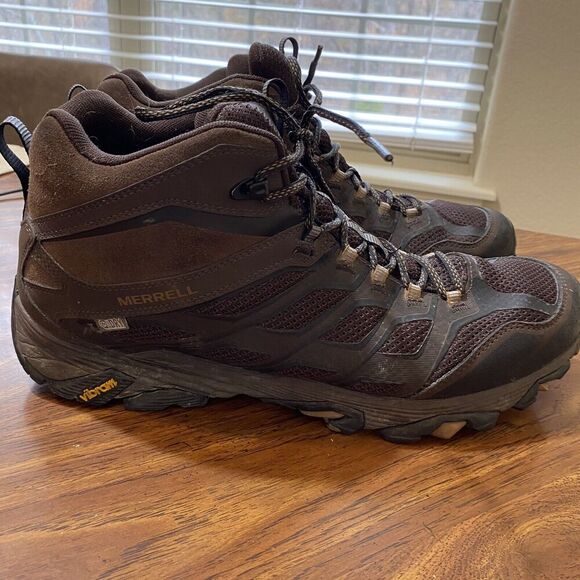 MERRELL Hiking Boots Men\'s 13 Vibram Sole Select Dry Brown J36981 READ main image 10